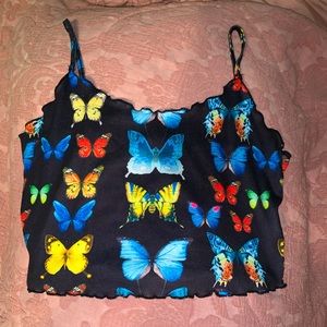 cropped butterfly tank top